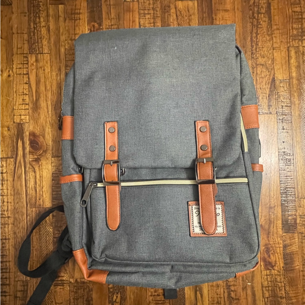 Tranzio Canvas Laptop Backpack Brown Trim